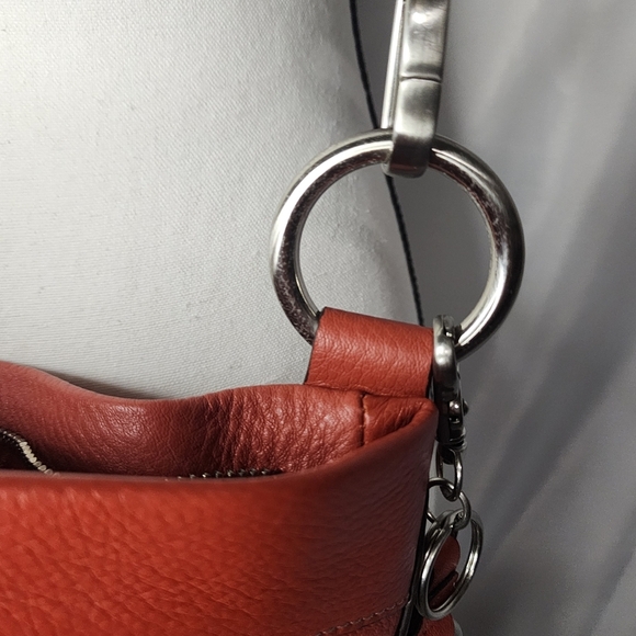 B Makowsky Genuine Leather Shoulder/Crossbody Purse in Orange - Picture 13 of 16